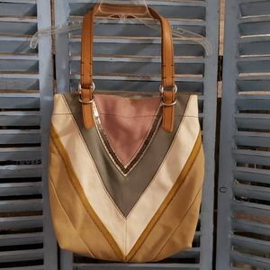 Fossil canvas and suede tote bag